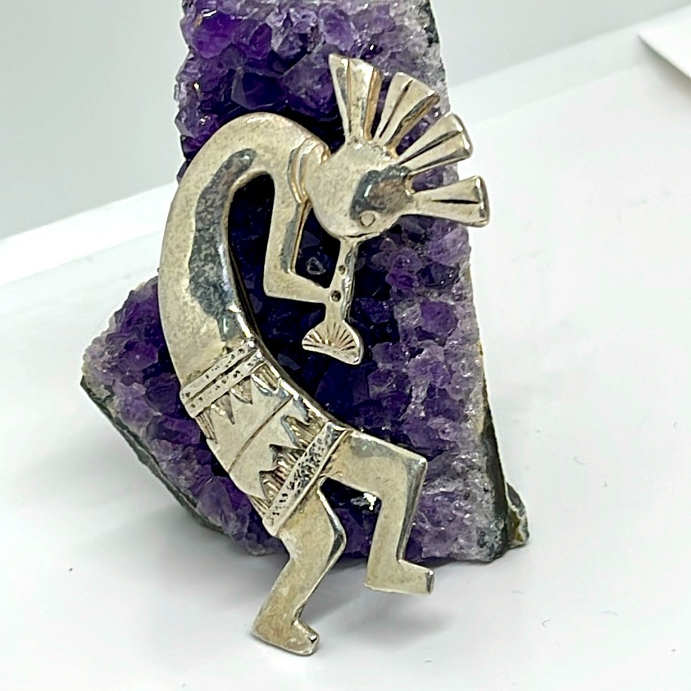 Vintage Native American Kokopelli Sterling Brooch